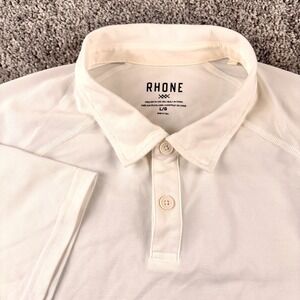 Rhone Delta Pique Polo Shirt Mens L White Performance Golf Lightweight Stretch